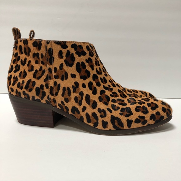 J.Crew factory leopard print leather upper ankle boots size 8 gently worn - Picture 5 of 12